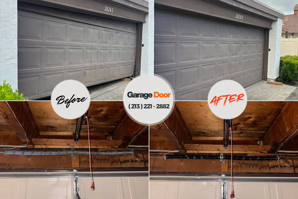 Before and after: garage door repair Vance, AL